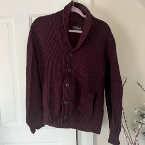 Express Mens Cardigan, Maroon, Large